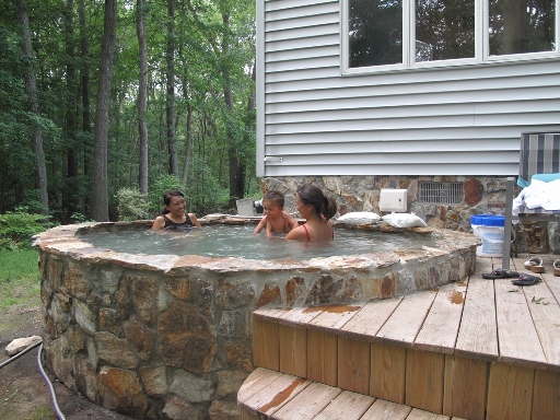 landscape stone sauna design hot tub