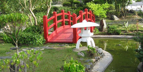 red wooden bridge