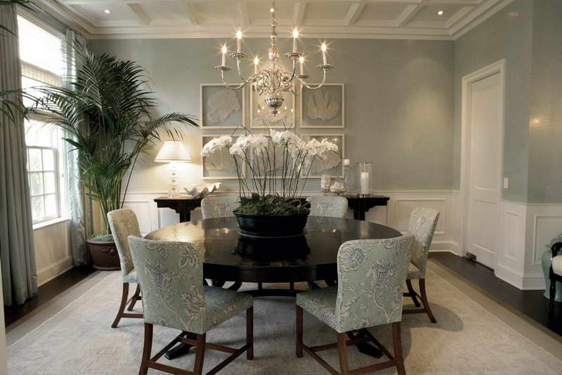 Asian-Inspired-Dining-Room-Furniture-With-Orchid-Flower-Ornament