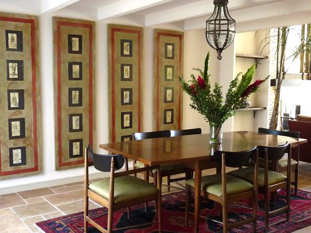 dining room with asian rug