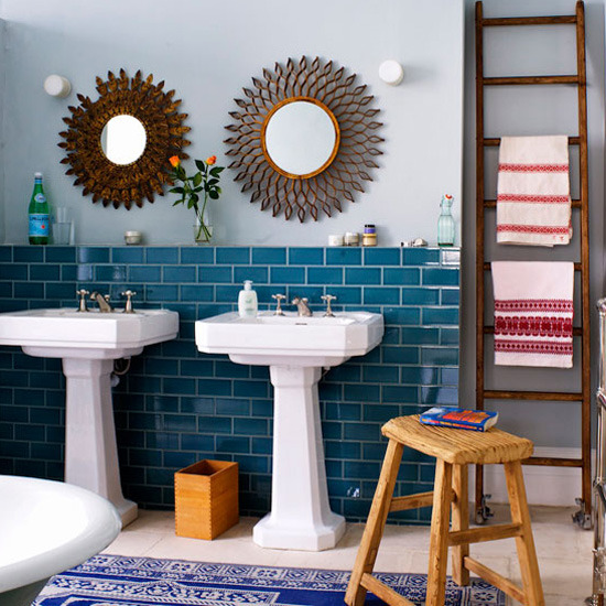 Bathroom-Tile-Ideas-Eclectic-Bathroom-With-Teal-Brick-Tiles-Listed-In-Simple-Eclectic-Blue-Bathroom-Ideas
