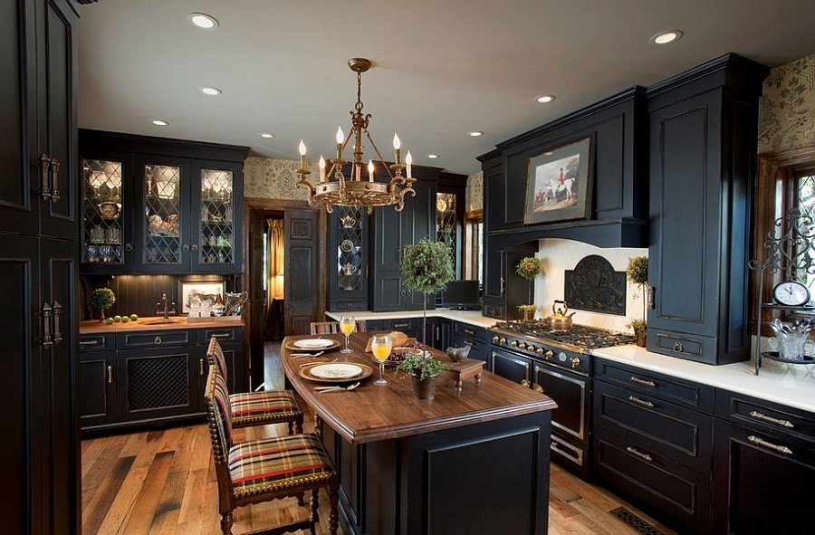 Black-brings-modern-refinement-to-a-traditional-kitchen