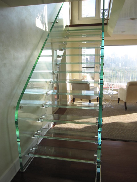 Full Glass Stair modern-staircase