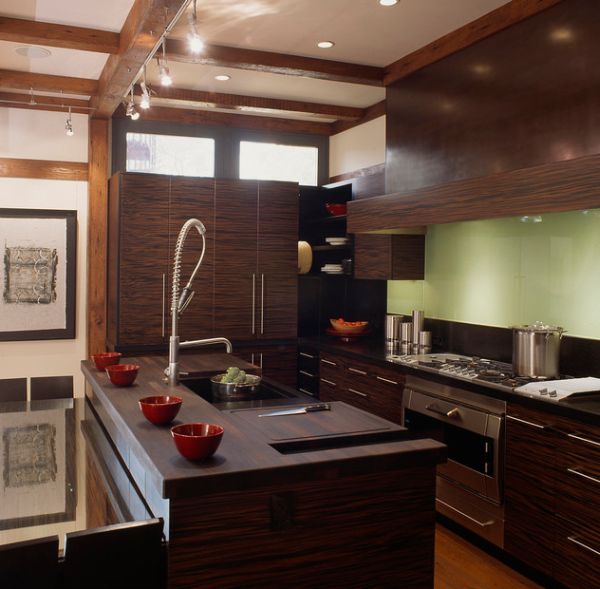 Modern-Asian-kitchen-design-engulfed-in-ample-dark-wood