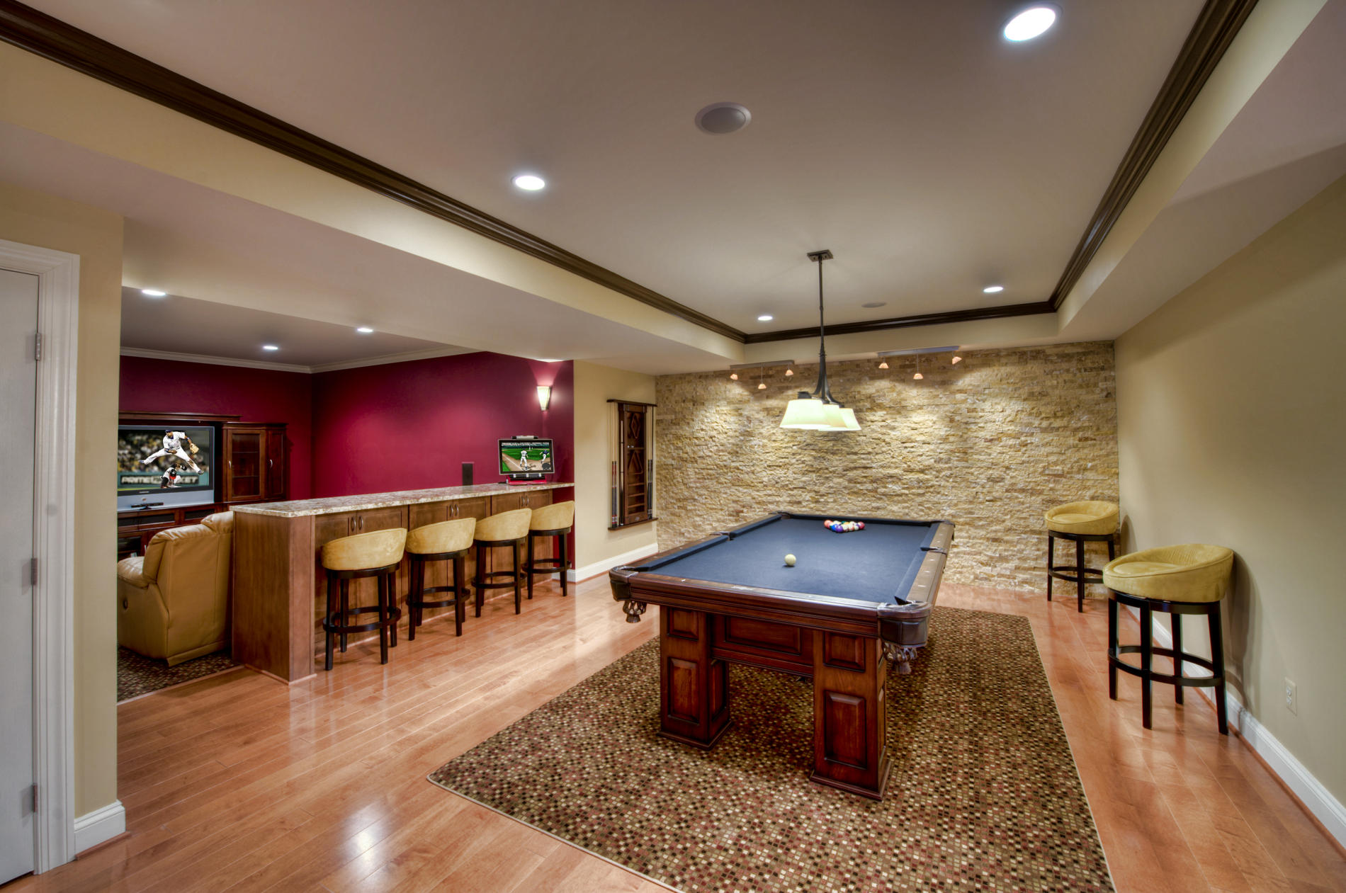 modern basement living room