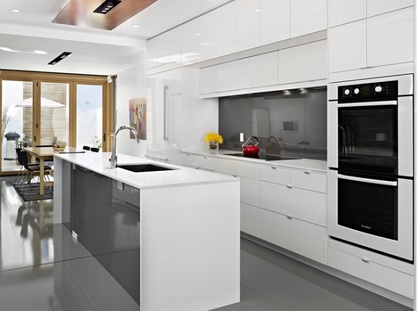 kitchen-trends-2015-white-modern-kitchen-gray-accents-black-ovens