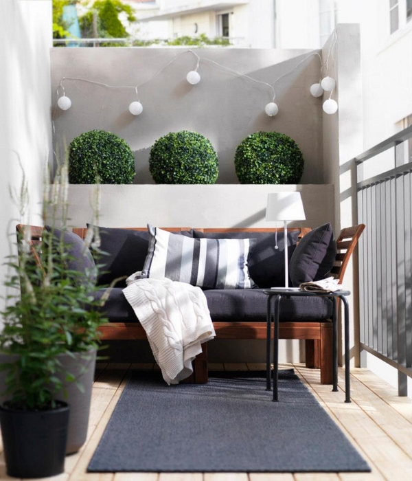 small-balcony-design-ideas-stylish-modern-home-exterior-bench-gray-upholstery-plants