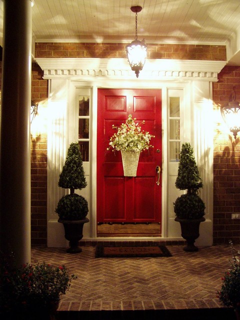 traditional-entry-pictures-exterior-doors-front-red-paint-decorating-ideas-brick-wall-decoration