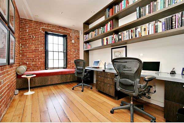 Awesome-home-office-brick-wall-idea