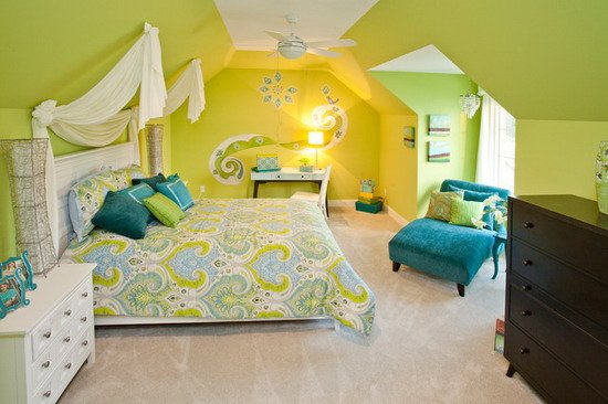 Bright-Green-Bedroom-Design-Scheme