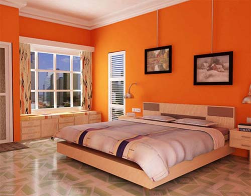 Bright-Orange-Bedroom-Wall-Painting-with-Neutral-Colors