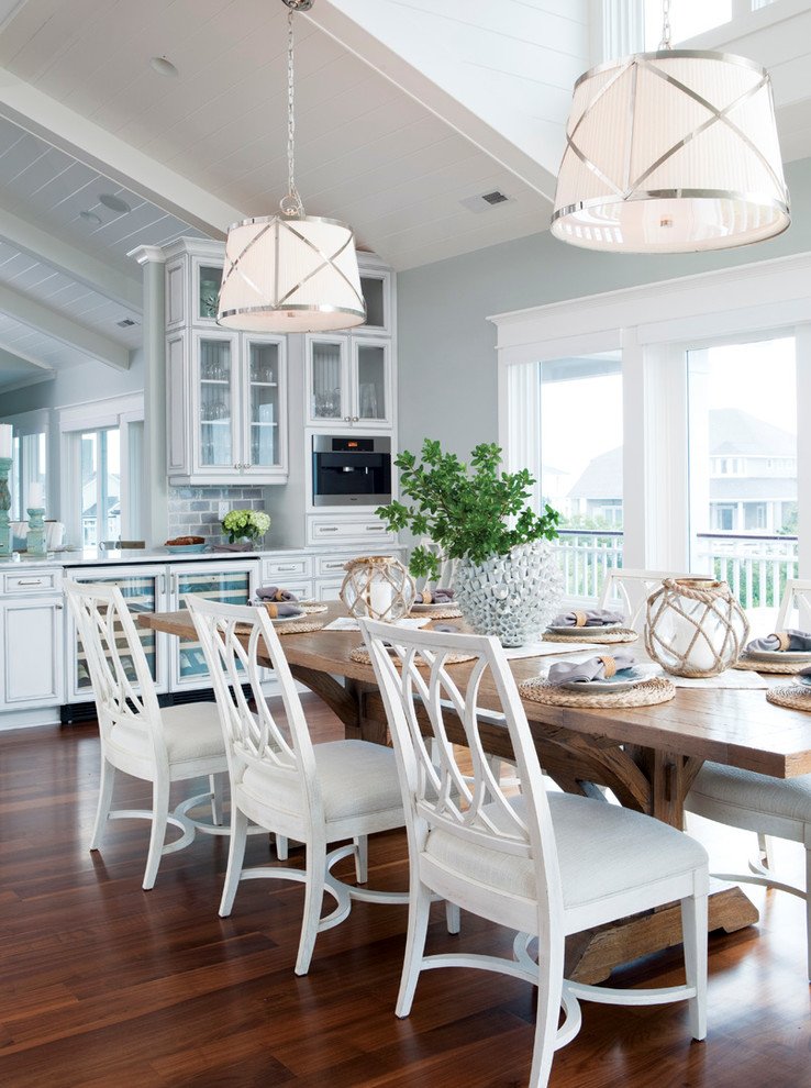 Graceful-Silver-Sage-Paint-home-interior-design-Beach-Style-Dining-Room
