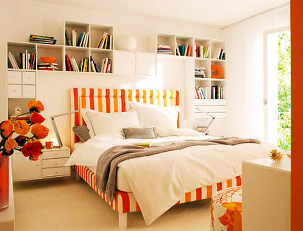 blue-white-orange-bright-colorful-bedroom decor stunbning
