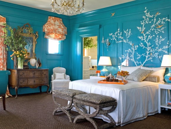 blue-white-orange-bright-colorful-bedroom