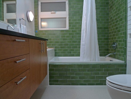 creative-nice-wonderful-amazing-cool-bathroom-remodel-mid-centrury-with-green-wall-brick-concept-design-with-small-bathtub