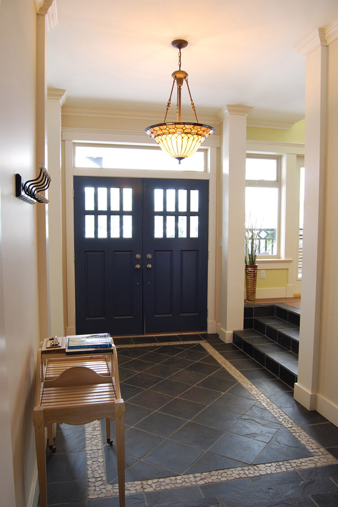 foyer-tile-designs-Entry-Farmhouse-with-rustic-