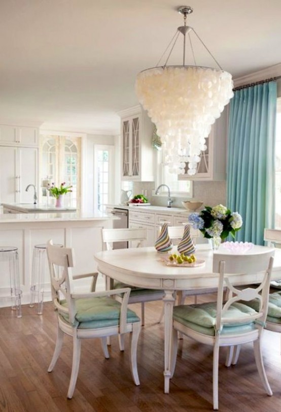 seashell-chandelier-coastal-dining-room-decor-ideas-design-furniture-turqoise-curtain-color-paint