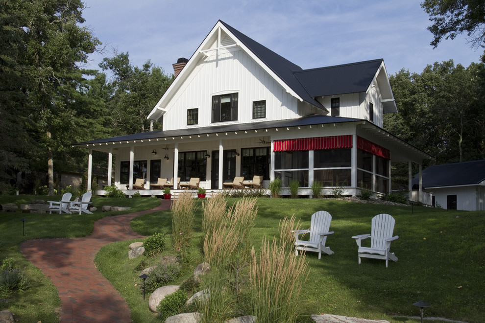 sun-porch-designs-Exterior-Farmhouse-with-Adirondack-chairs-board-and