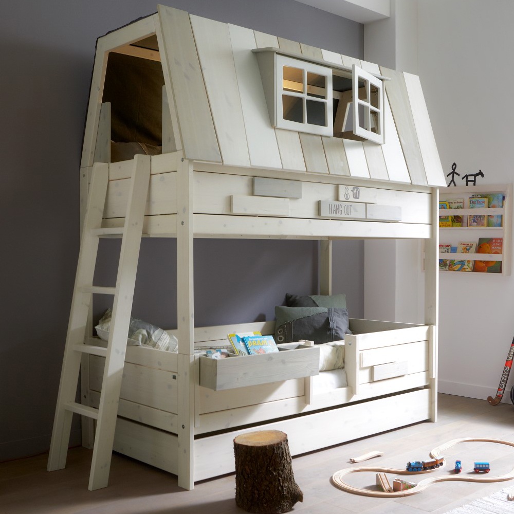 unusual-kids-bunk-bed-with-house-shaped-plus-dormer-windows-and-beautiful-ladder-design