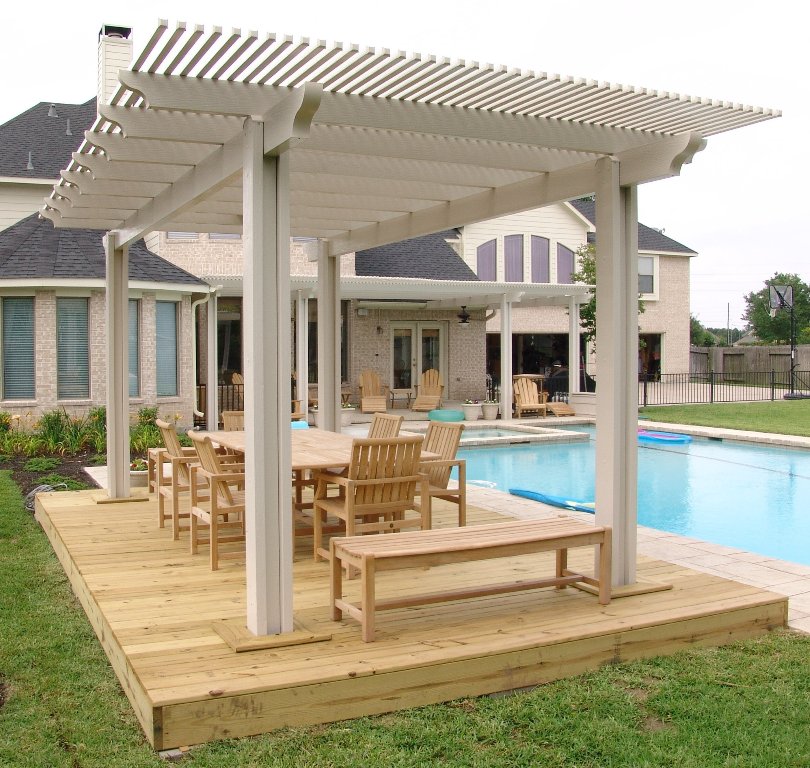 Beautiful-Outdoor-Pergola-Designs-for-Decks-beside-Swimming-Pool