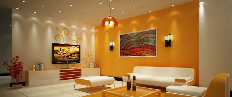 Beautiful-Yellow-Living-Room-with-Modern-Ceiling-Light