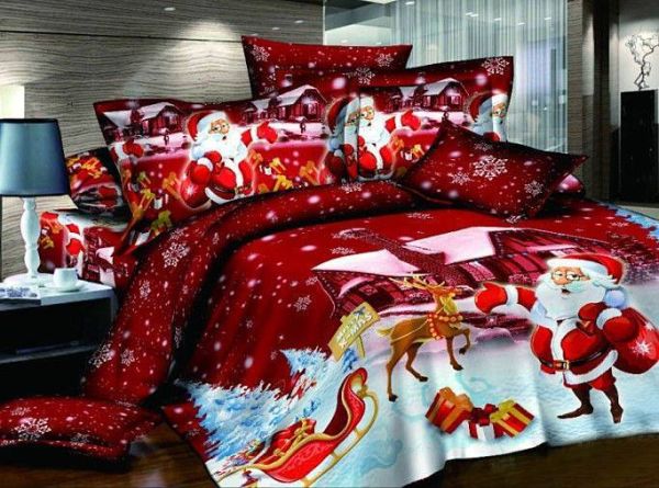 Christmas-themed-bedding-idea-with-santa-claus