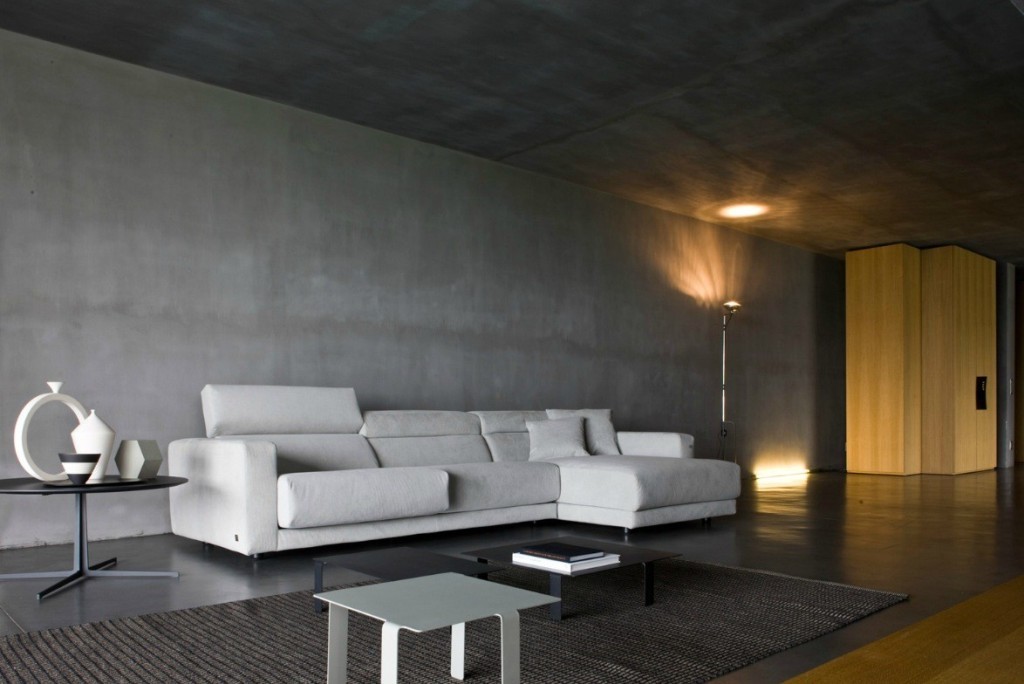 Minimalist-Living-Room-with-Concrete-Wall