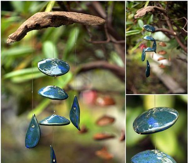 Peacock-blue-and-green-glaze-ceramic-wind-chime