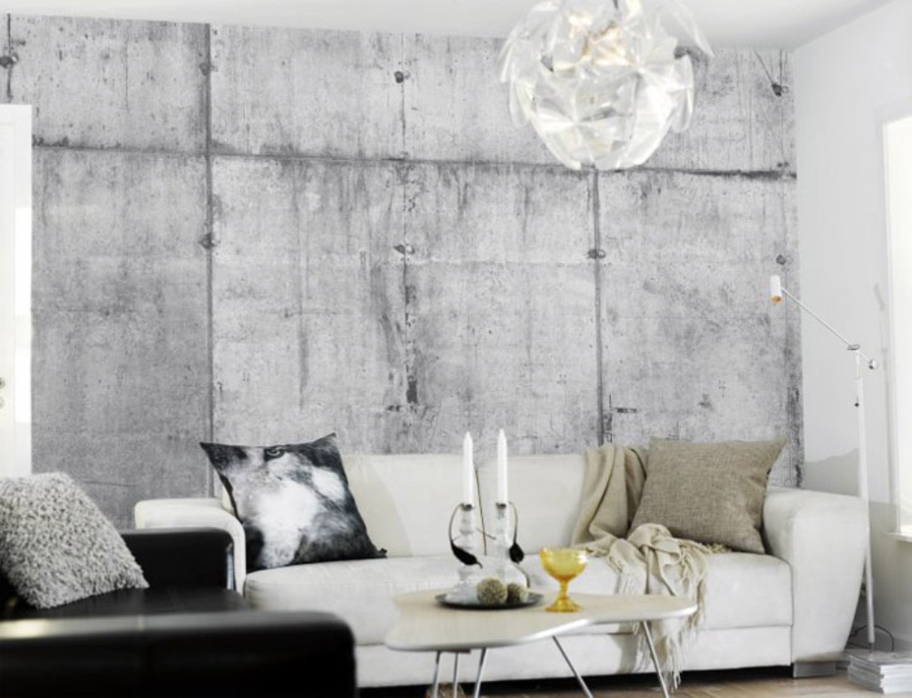 Shabby-Chic-Living-Room-with-Concrete-Wall
