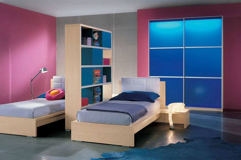 Twin-Bed-in-Dark-Pink-Room-Ideas