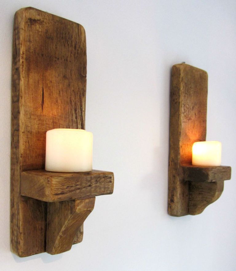 Wood candle holder