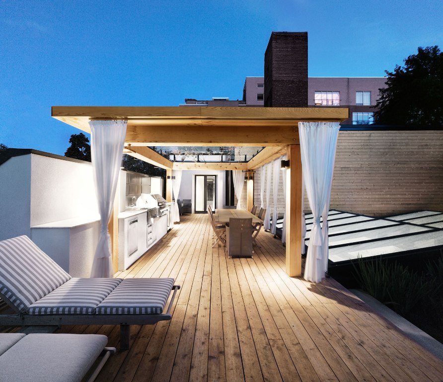 rooftop-deck-modern-house-design-with-kitchen-ideas-plus-white-cabinet