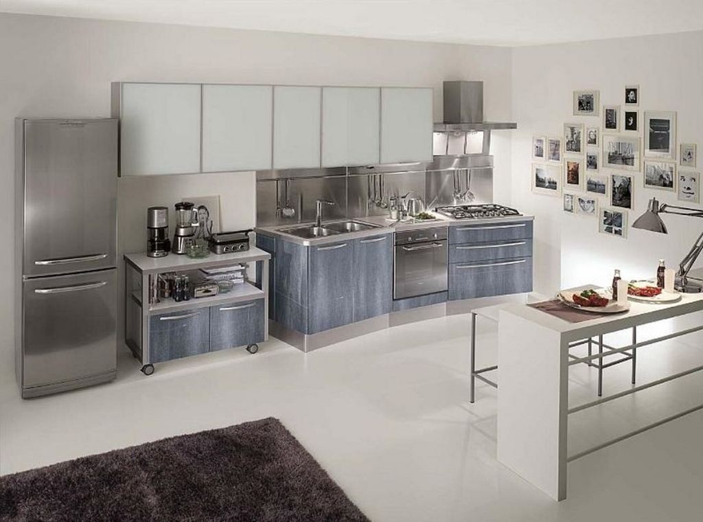 stainless-steel-cabinets kitchen-
