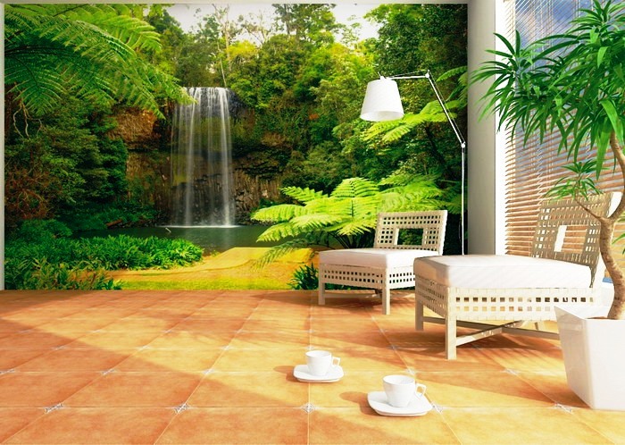 Beautiful-Waterfall-Murals-in-Modern-Lounge