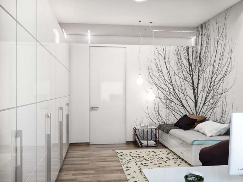 Black-White-Guest-Bedroom-at-Modern-Zoning-Apartment-