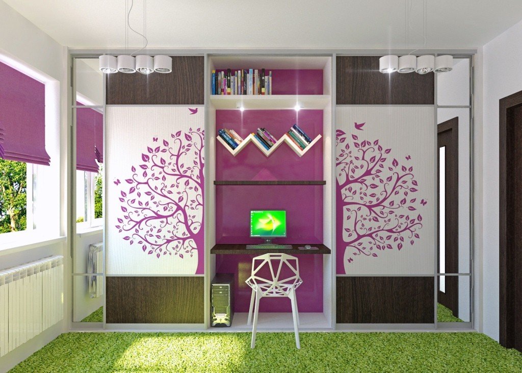 Purple-white-green-girls-room
