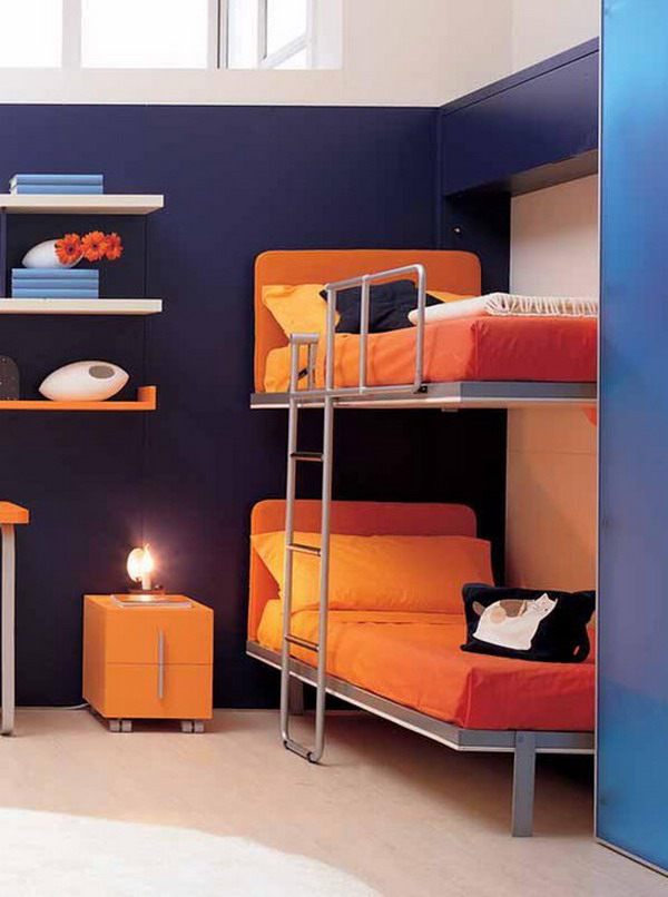 Stylish-Kids-Bedroom-Design-with-Metal-Bunk-Bed-Frame