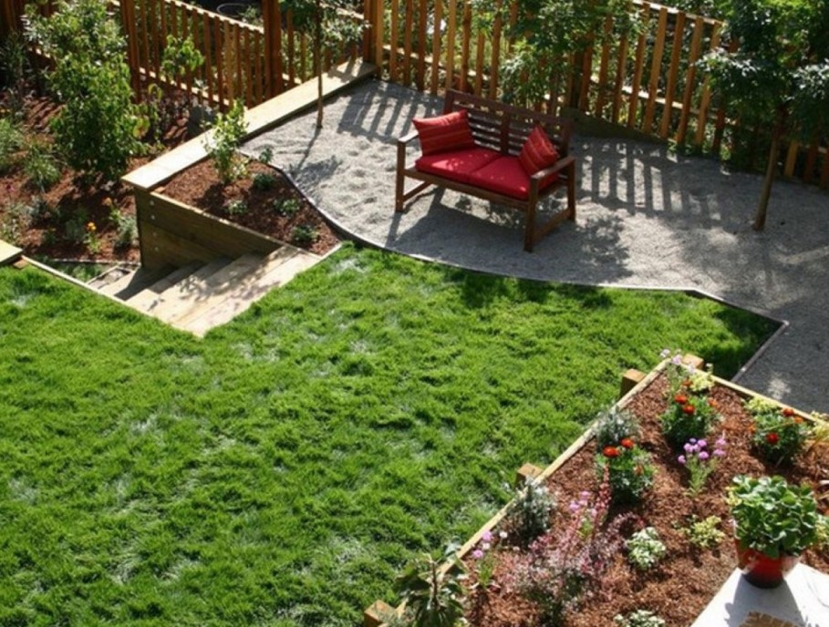 comfy-red-bench-also-raised-garden-design--
