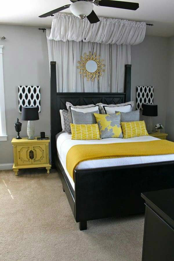 Gray-Black-White-Yellow-Bedroom-Color-Scheme