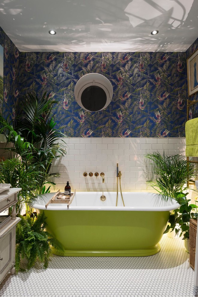 Bathroom Plants and Subway Tiles