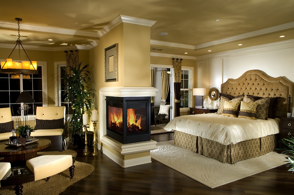 Beautiful bedroom with fireplace and sitting room