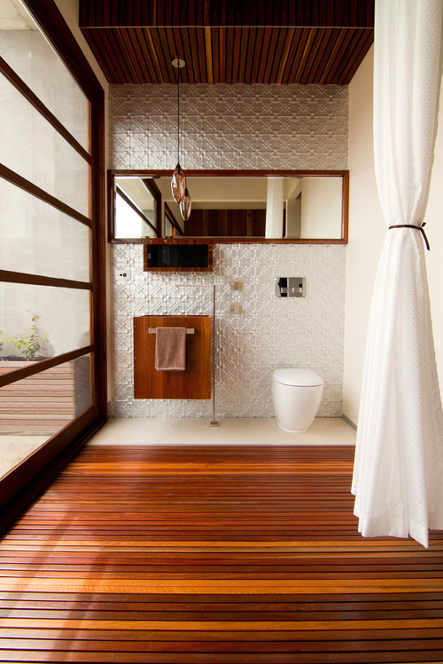 contemporary duckboard flooring bathroom