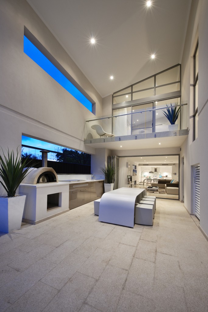 white outdoor kitchen