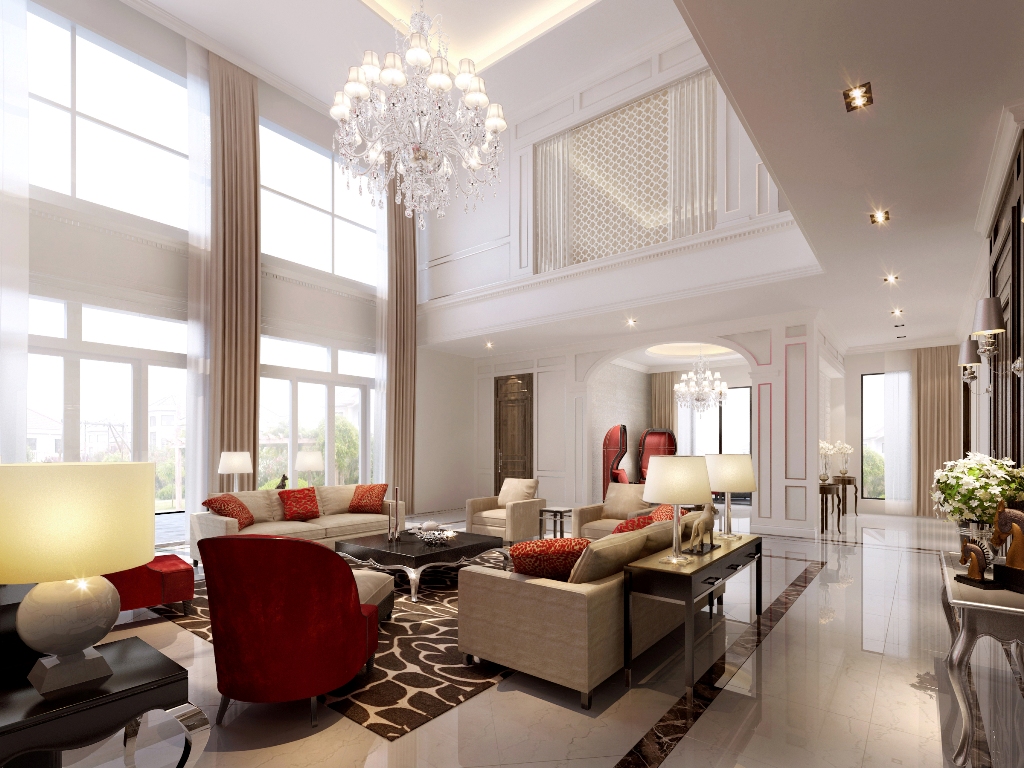 Luxury Bright White Living Room Design