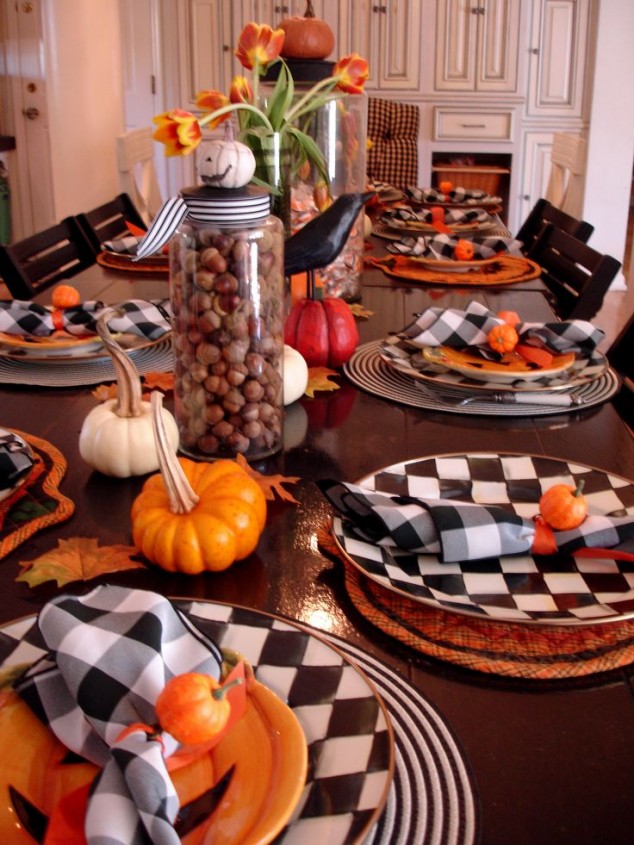 Halloween Table Setting With Pumpkin