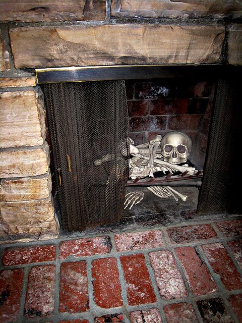 Skeleton Bones in Fireplace