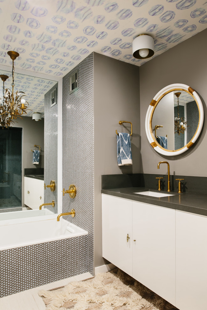 Contemporary Bathroom With Gold Fixtures