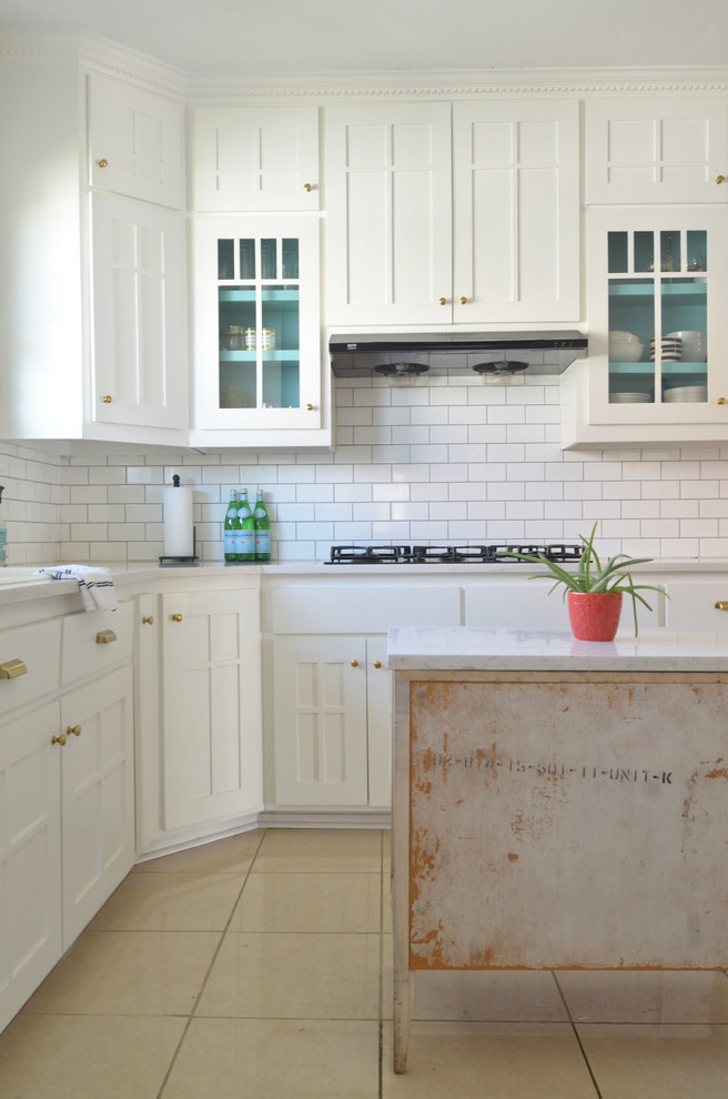 All White Eclectic Kitchen Design