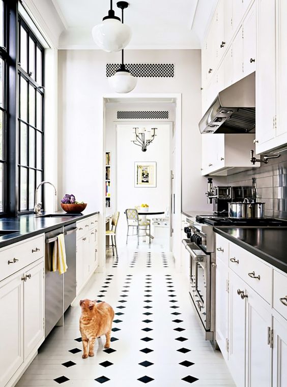 All White Galley Kitchen Design