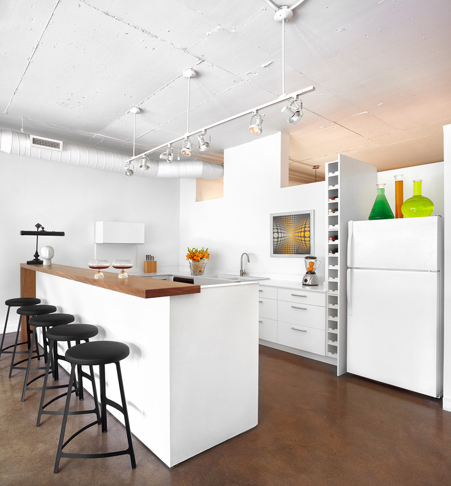 All White Industrial Kitchen Design